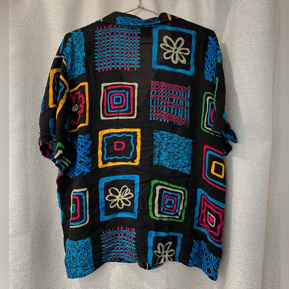 Funky Pattern Rayon Button-Down Shirt - Picture 3 of 4